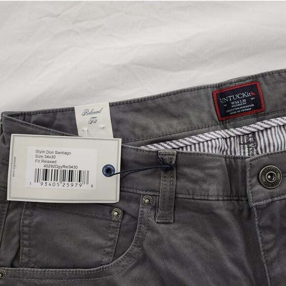 NWT UNTUCKit Don Santiago Pants Mens 34x30 Dark Gray - Picture 7 of 12